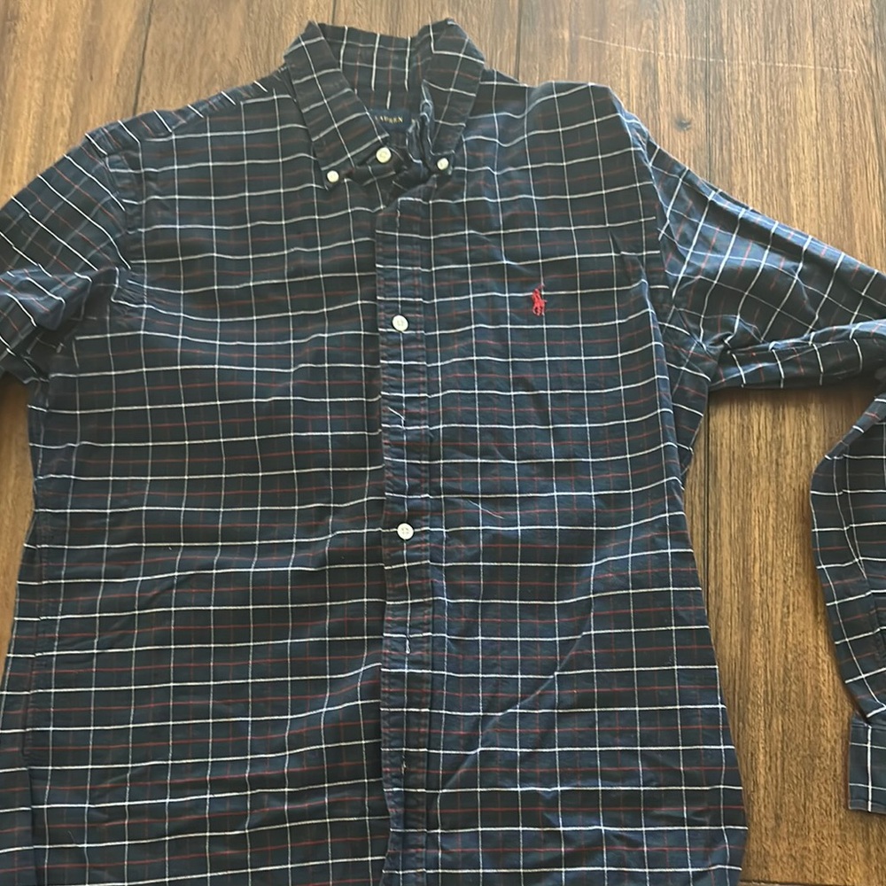 Polo by Ralph Lauren Men's Navy Checkered Shirt